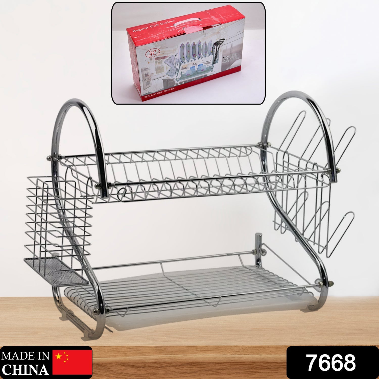 7668 Stainless Steel Drain Bowl Storage Rack Holder Plate Dish Cutlery Cup Rack with Tray Kitchen Shelf Stand DeoDap 7668 Stainless Steel Drain Bowl Storage Rack Holder Plate Dish Cutlery Cup Rack with Tray Kitchen Shelf Stand DeoDap